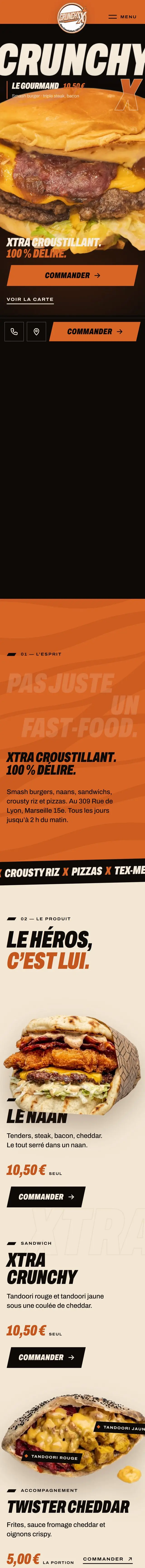 Page d’accueil de Crunchy X, version mobile